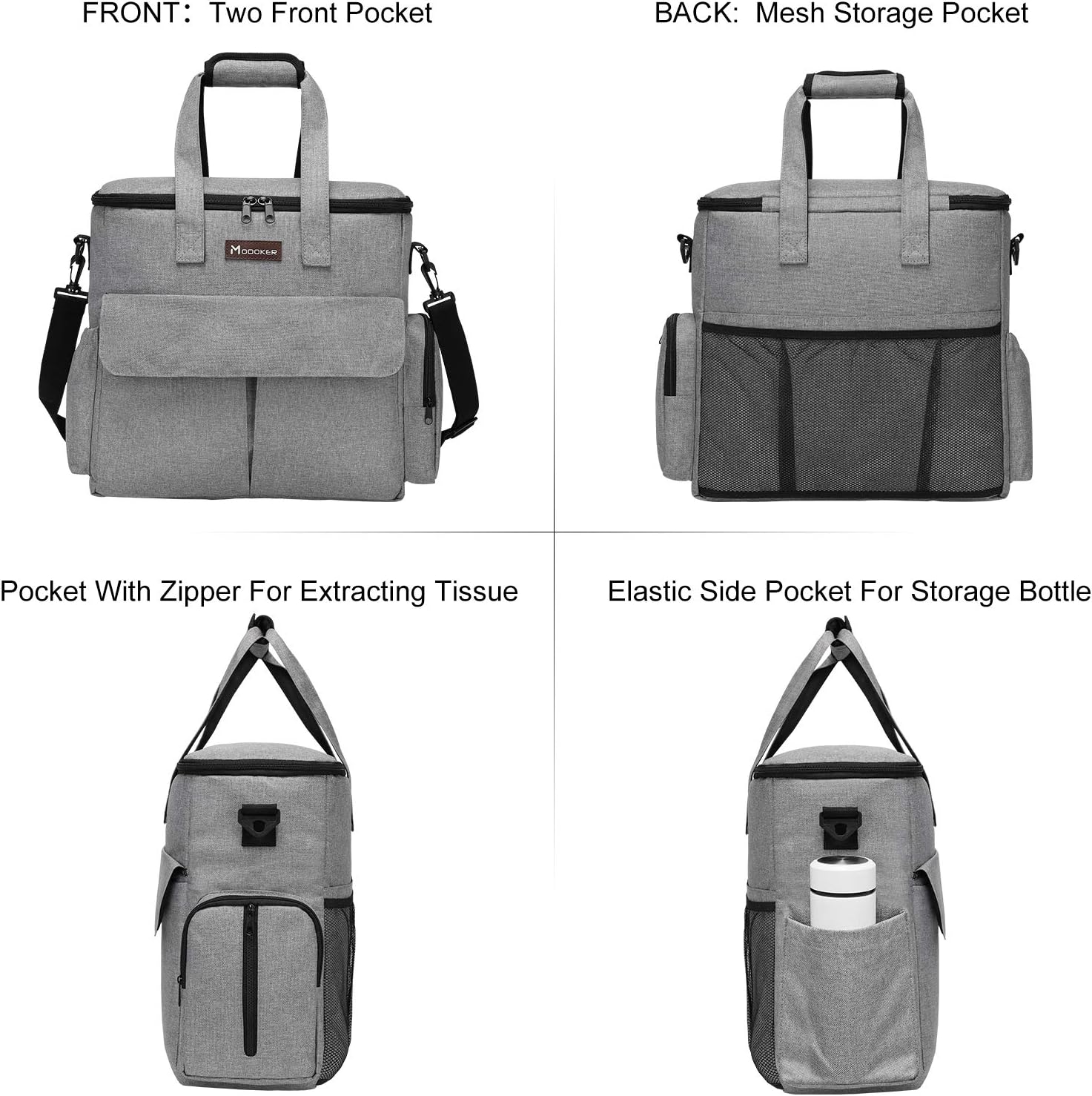 Modoker - Bolsa de viaje para perro, juego de viaje para perros y gatos para fin de semana, bolsa organizadora con bolsillos multifuncionales (gris)