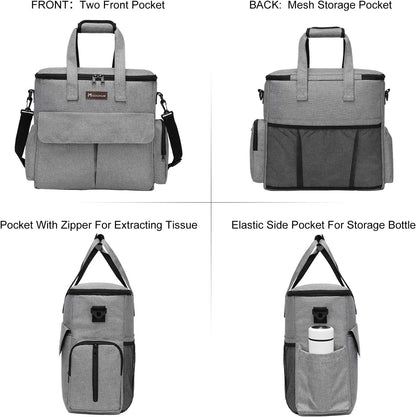 Modoker - Bolsa de viaje para perro, juego de viaje para perros y gatos para fin de semana, bolsa organizadora con bolsillos multifuncionales (gris)