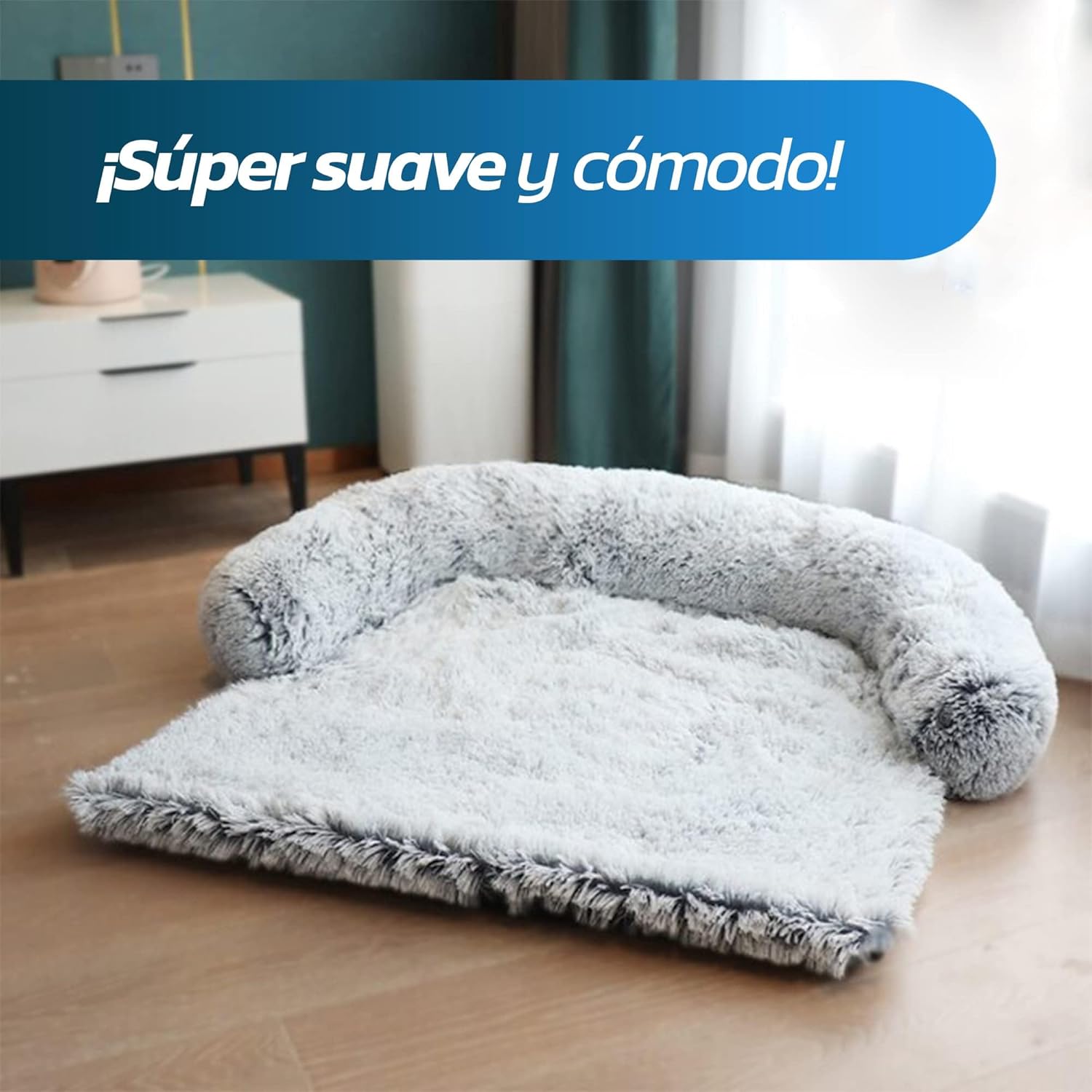Bluelander Cama para Perro, Todo Tipo de Razas, Cama para Perros Suavecita, Fabricado con Algodón y Felpa de Calidad, Cama para Gato, Tapete para Sofa, Apto para Lavadora (Gris, Mediano)
