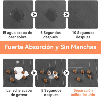 LYSSIID Alfombrilla Absorbente para Comederos Y Bebederos De Mascotas con Base De Goma Impermeable, Alfombrilla De Secado Rápido para Bebederos De Perros Y Gatos (Gris Oscuro a Rayas, 12"X19")