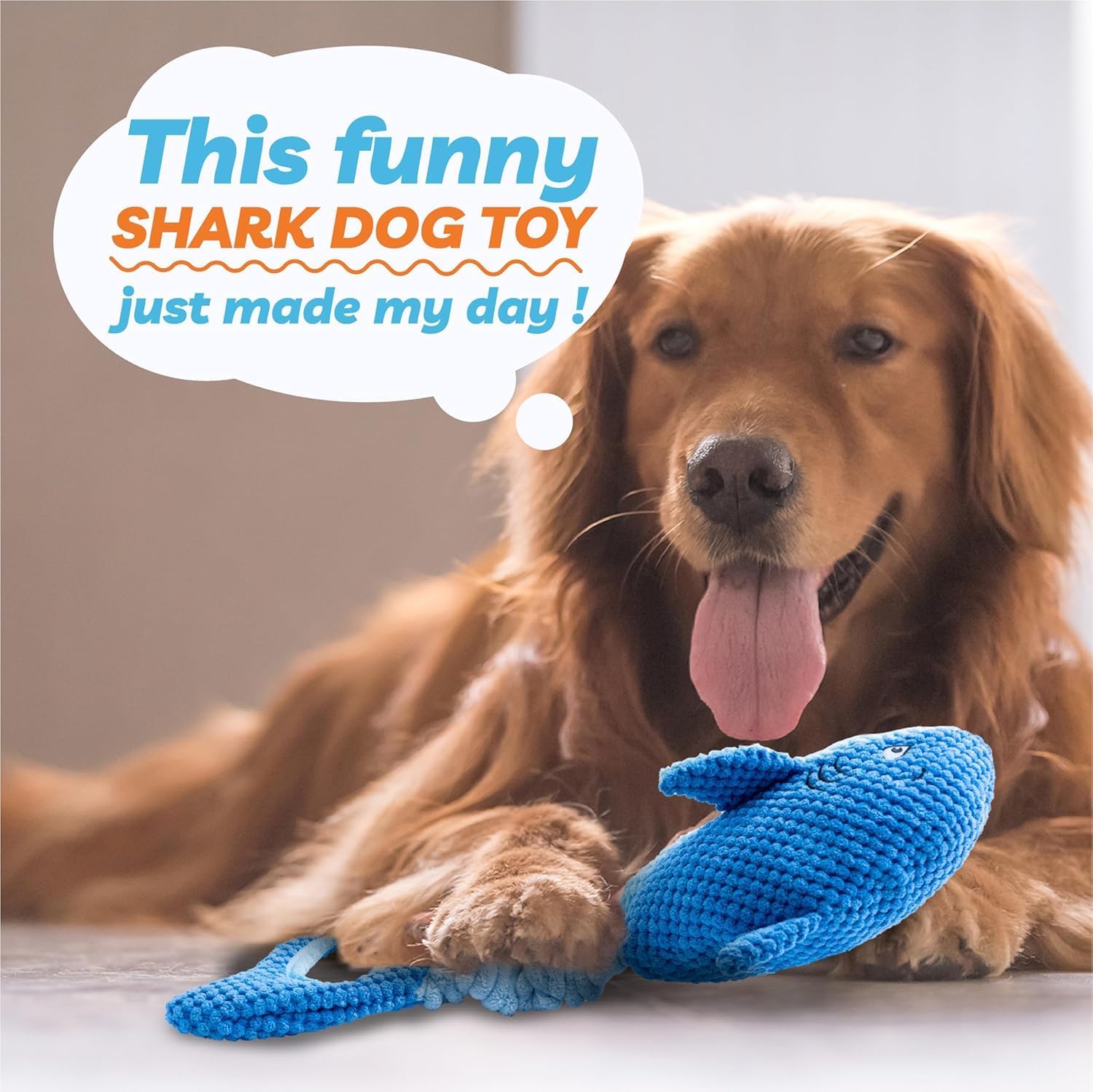 LEGEND SANDY Dog Toys Crinkle Blue Shark