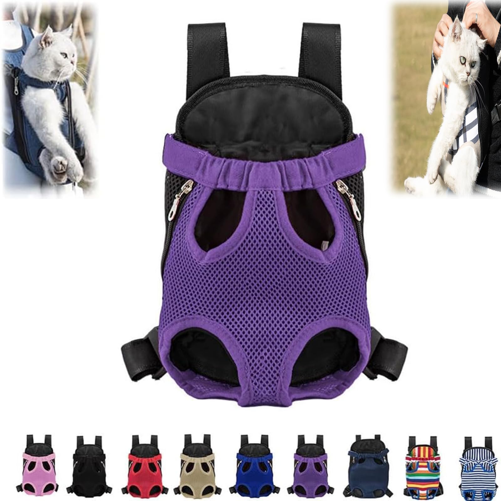 Cat Carrier, cat backpack, Cat Carrier with Leg Holes, Cat Carrier Adjustable for Puppy Carrier for Small Cats 0-15 Lbs, Pet Cat Front Chest Carriers Backpacks, Legs Out, Easy-Fit (Large,Style E)