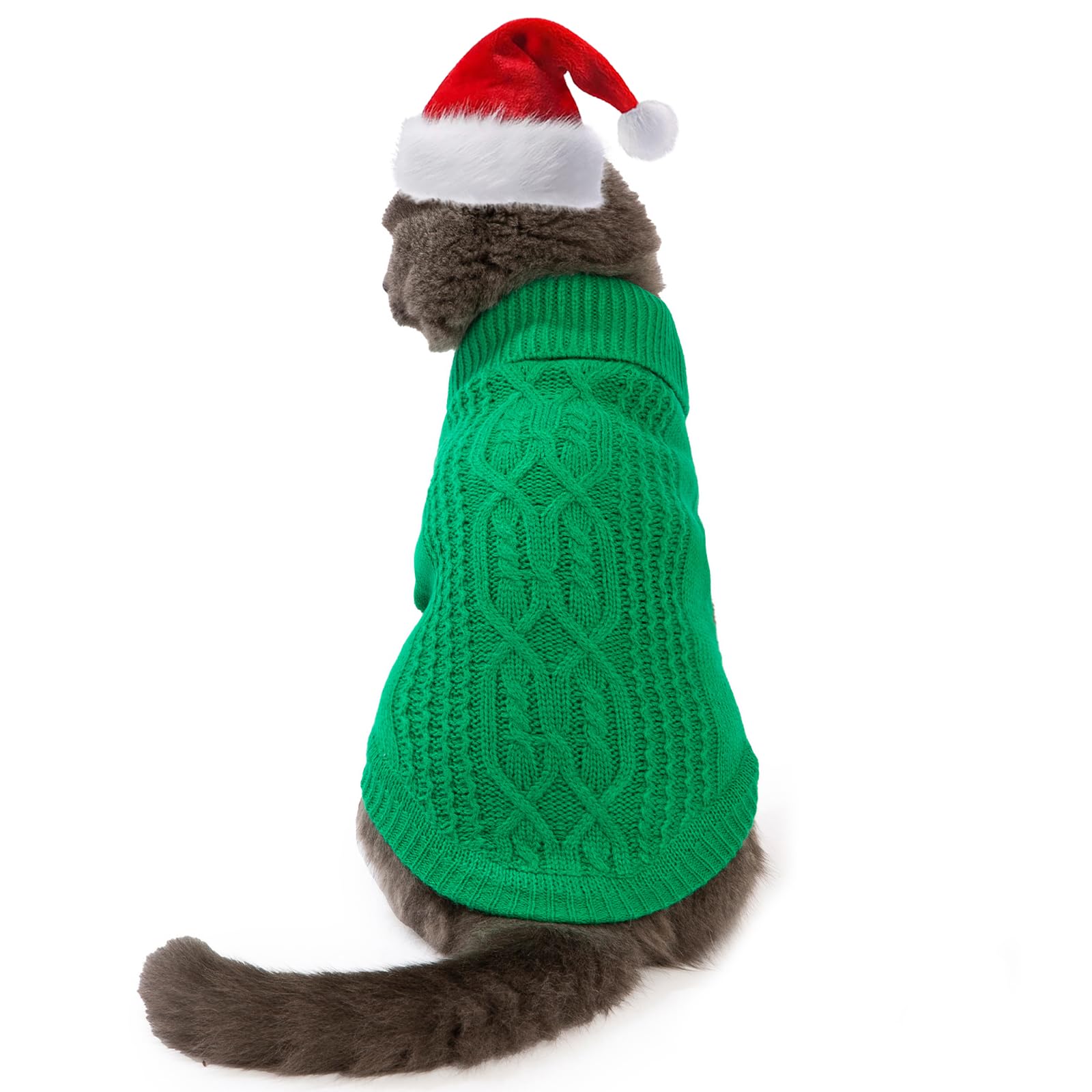 Suéter de cuello alto de punto, sin mangas, ropa de gato, ropa cálida de invierno, para gatos o perros pequeños en temporada fría (M, gris)