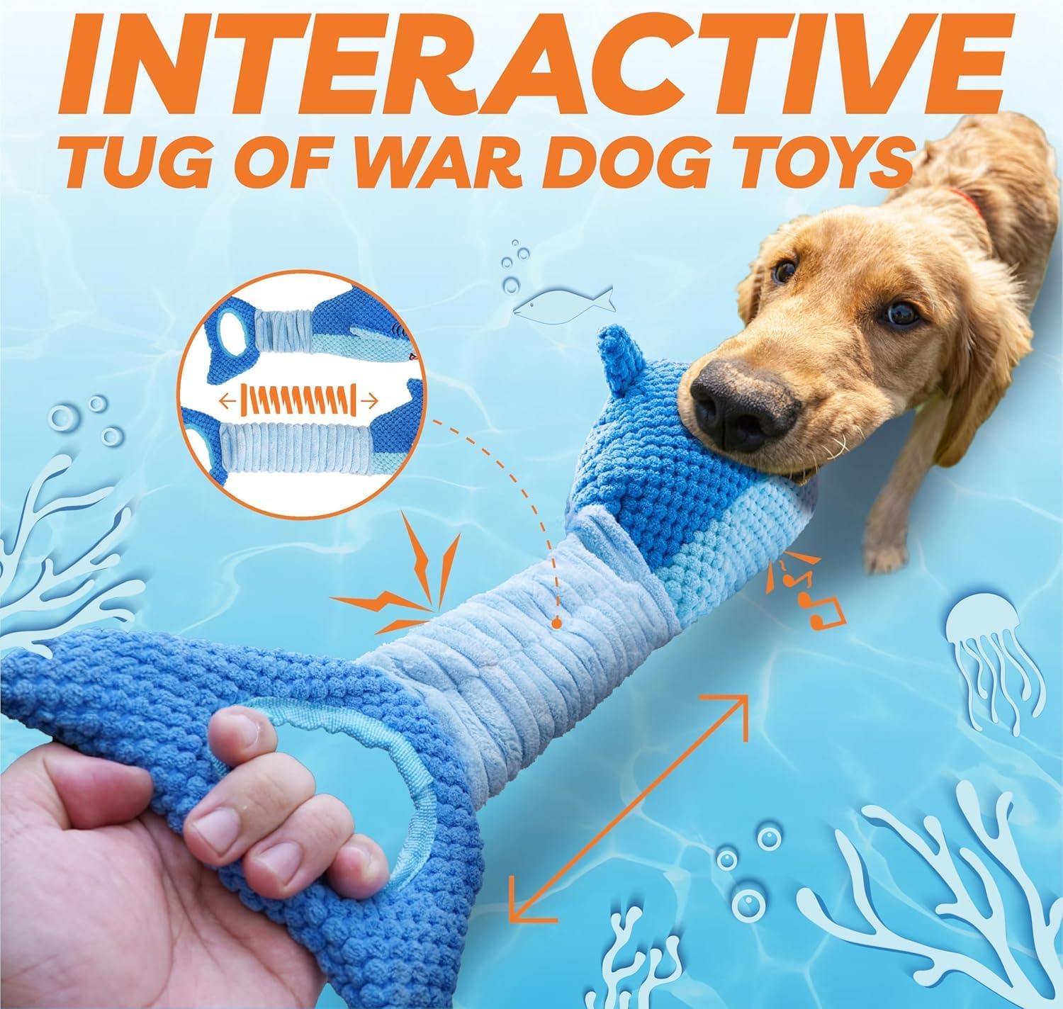 LEGEND SANDY Dog Toys Crinkle Blue Shark