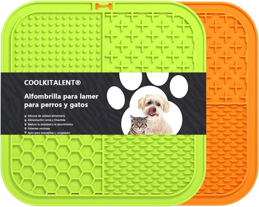 COOLKITALENT Alfombrilla para Lamer Perros con Ventosa, 2 Piezas Lick Mat para Perros y Gatos sin BPA, Super Ventosas para Bañarse, Arreglarse, Entrenar y Cuidado de Las Garras