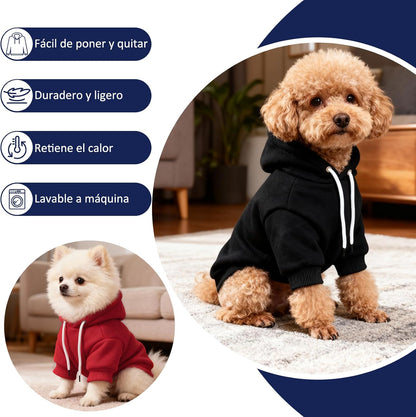 Suéter para Perro de Invierno, Sudadera con Capucha para Mascotas, Elegante Sudadera con Capucha y Lazo para la Correa, para Perros pequeños y medianos, Gatos en Clima Frío (Negro, Large)