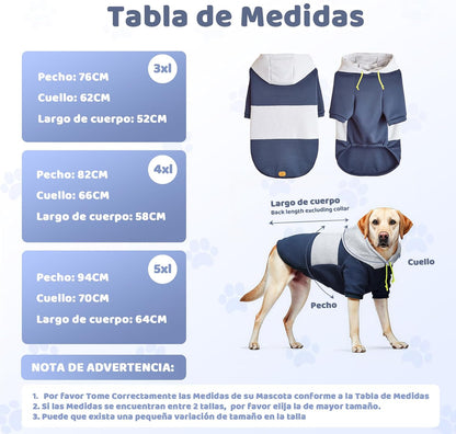 wishkit Suéter con Capucha para Perros, Ropa de Invierno Suave y CóModa con Agujero para Correa, Ideal para Perros Medianos y Grandes, Material Cálido para Clima Frío (Azul, 3XL)