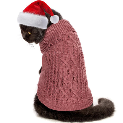 Suéter de cuello alto de punto, sin mangas, ropa de gato, ropa cálida de invierno, para gatos o perros pequeños en temporada fría (M, gris)