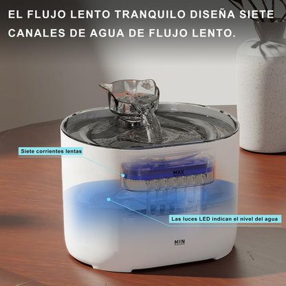 MXCOCO Bebedero para Gato con Luz LED, 74oz/2.2 L Fuente de Agua para Gatos, Fuente para Mascotas con Bomba Ultra Silenciosa, Dispensador con Filtros de Agua para Gatos, Perros y Mascotas, Sin BPA