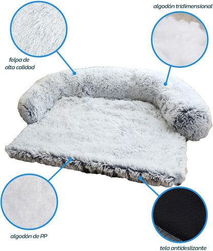 Bluelander Cama para Perro, Todo Tipo de Razas, Cama para Perros Suavecita, Fabricado con Algodón y Felpa de Calidad, Cama para Gato, Tapete para Sofa, Apto para Lavadora (Gris, Mediano)