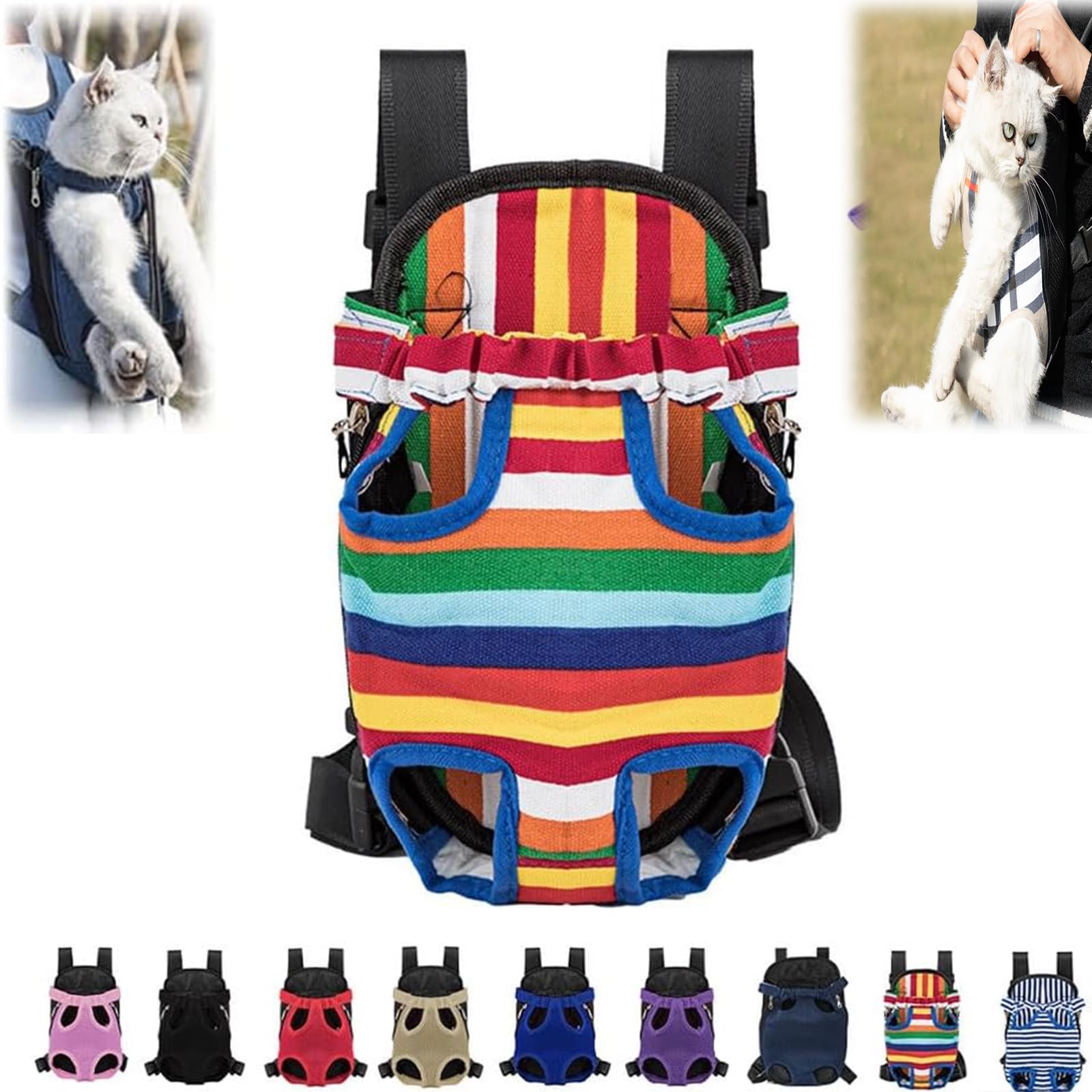 Cat Carrier, cat backpack, Cat Carrier with Leg Holes, Cat Carrier Adjustable for Puppy Carrier for Small Cats 0-15 Lbs, Pet Cat Front Chest Carriers Backpacks, Legs Out, Easy-Fit (Large,Style E)