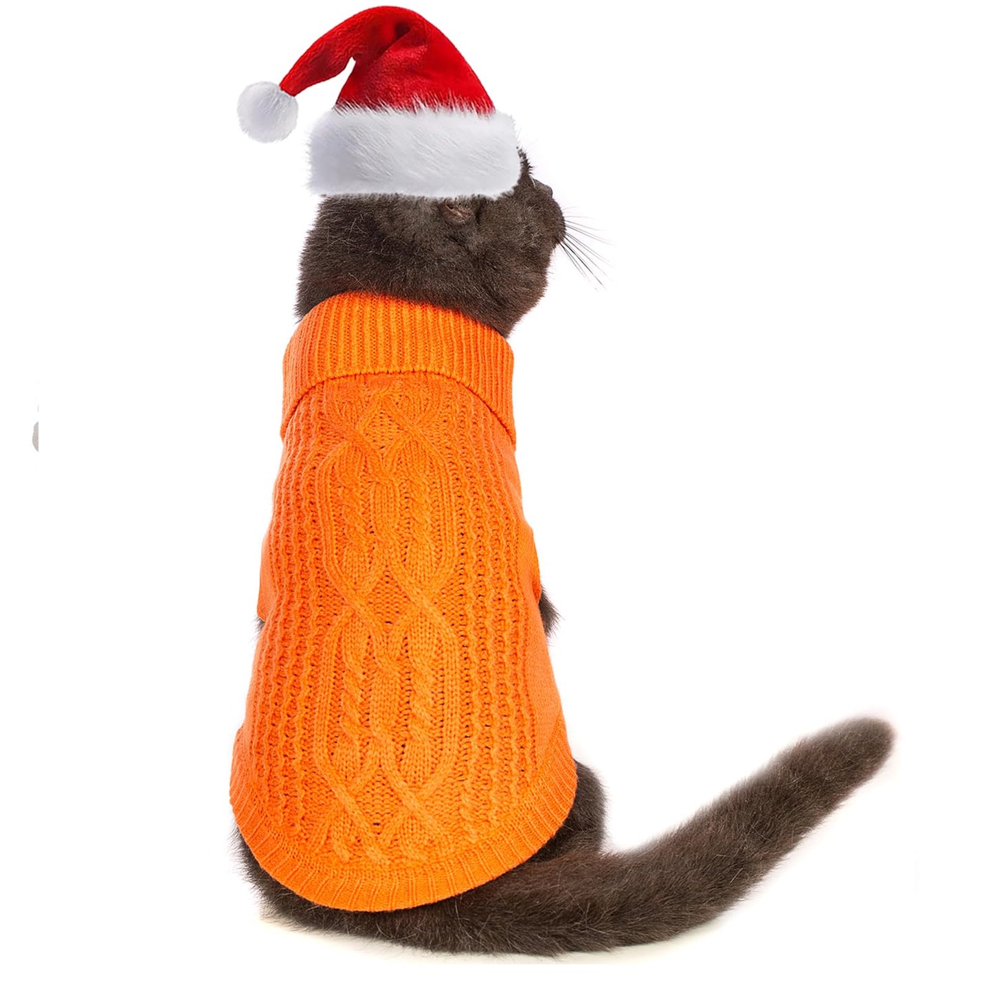 Suéter de cuello alto de punto, sin mangas, ropa de gato, ropa cálida de invierno, para gatos o perros pequeños en temporada fría (M, gris)