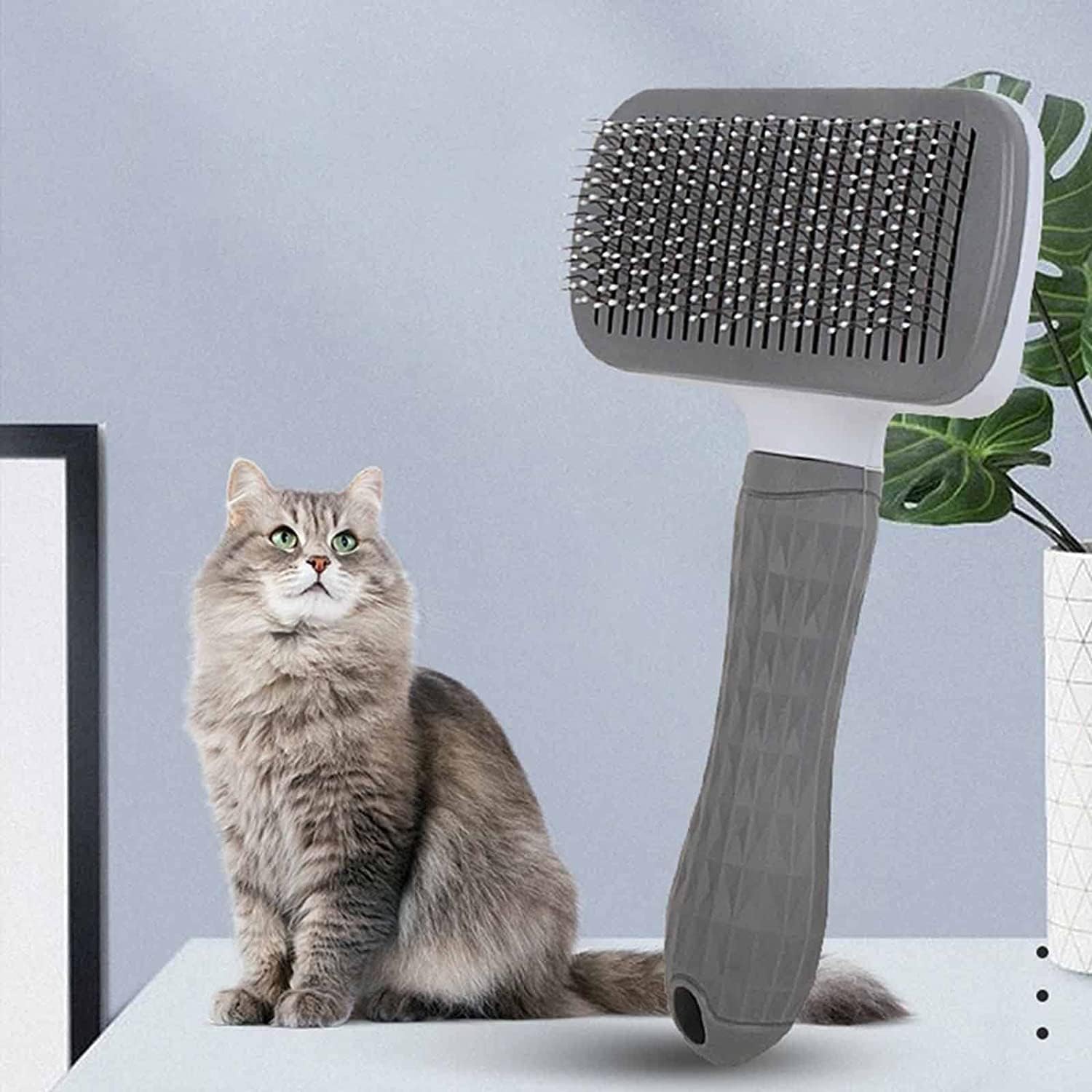 Aorpdd Cepillo de Perros Gato - Cepillo Para Perros y Gatos Removedor de Cabello,Cepillo de Pelo de Gato con Cabeza de Goma de Acero Inoxidable Flexible, Depiladora para Animales Pequeños (Gray)