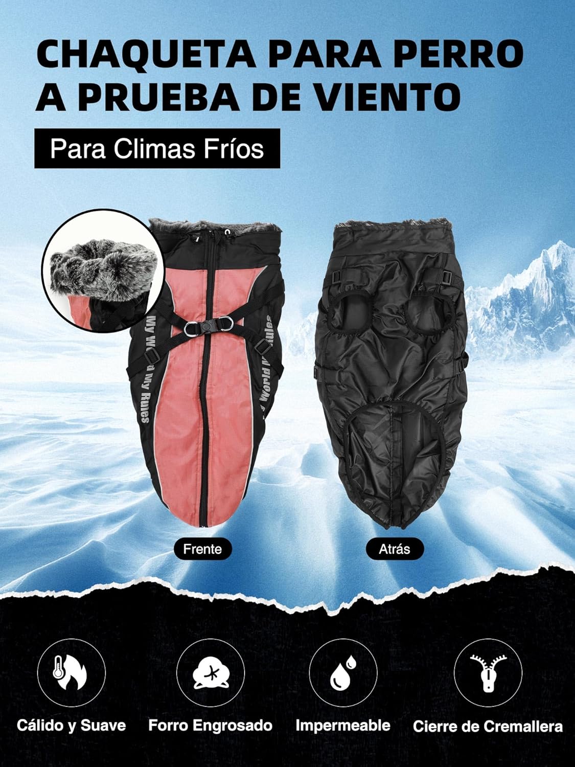 Traje de algodón para Perro, Chaquetas para Perros con Bandas Reflectantes, Abrigo de Invierno Impermeable para Mascotas Ropa，cálida a Prueba de Viento