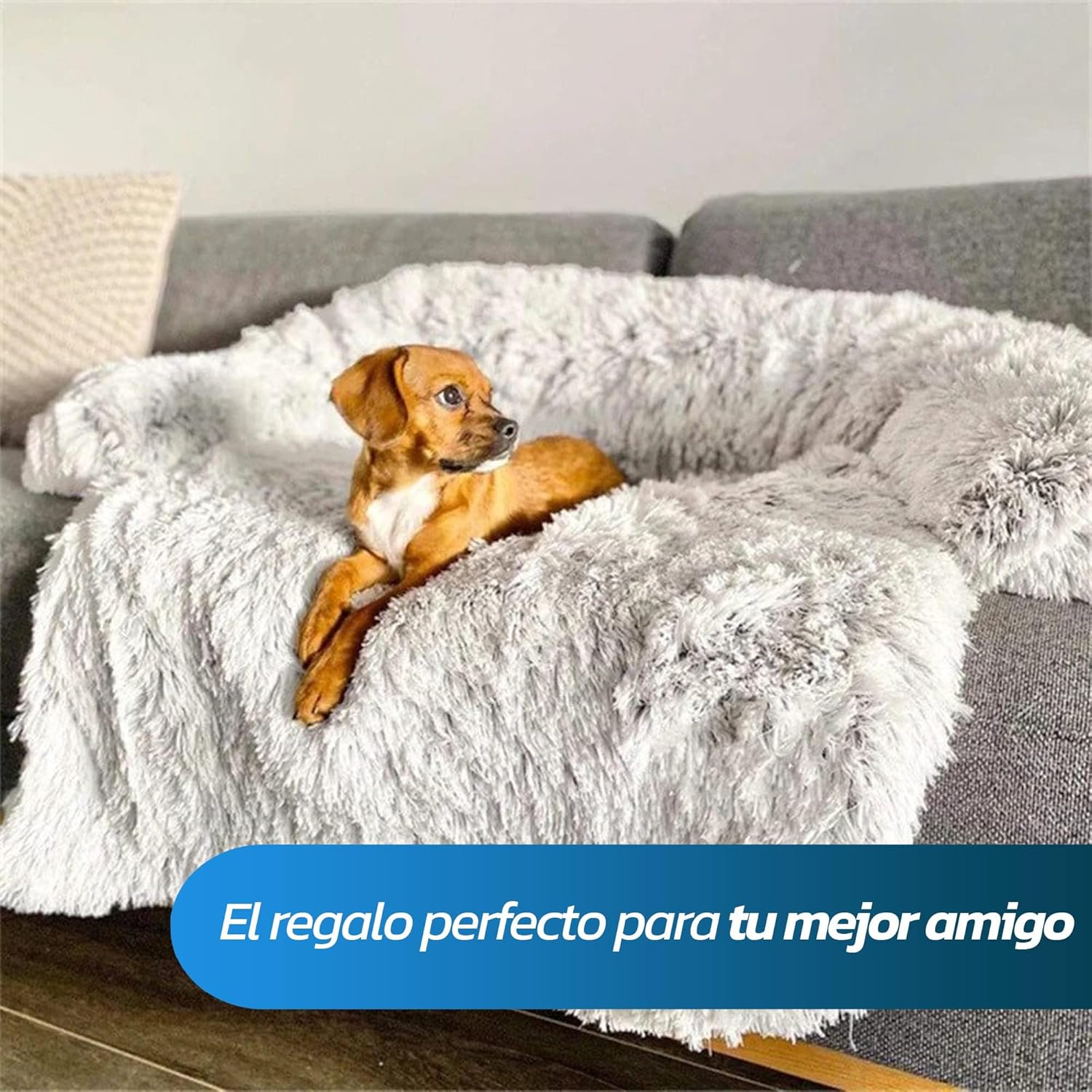 Bluelander Cama para Perro, Todo Tipo de Razas, Cama para Perros Suavecita, Fabricado con Algodón y Felpa de Calidad, Cama para Gato, Tapete para Sofa, Apto para Lavadora (Gris, Mediano)