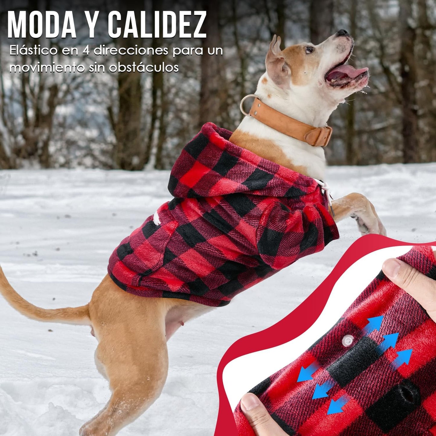 SlowTon Sudadera para Perros, Sudaderas con Capucha Y Bolsillo para Perro Grandes Medianos Pequeño, Chaque Ropa de Invierno para Mascotas, Abrigo para Perros, Cálido Suéter para Perro (Rojo Negro, XL)