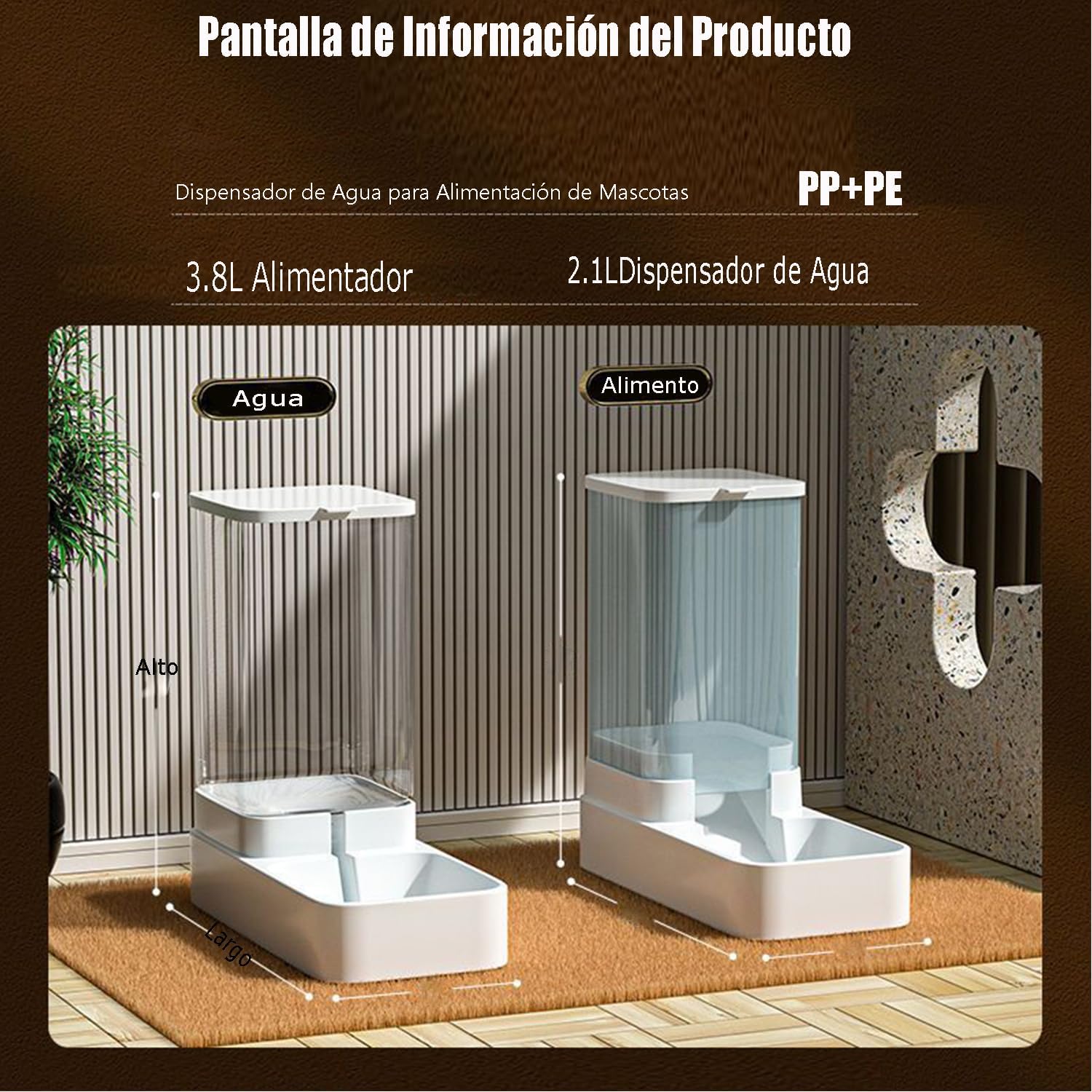 Alimentador Alimentos y Dispensador, 2 En 1 Bebedero Mascotas A Prueba Polvo y Fresco Juego Comedero Automático Antidesl mascotaizante Bebedero Alimentador Desmontable y Fácil Limpiar (Separado)