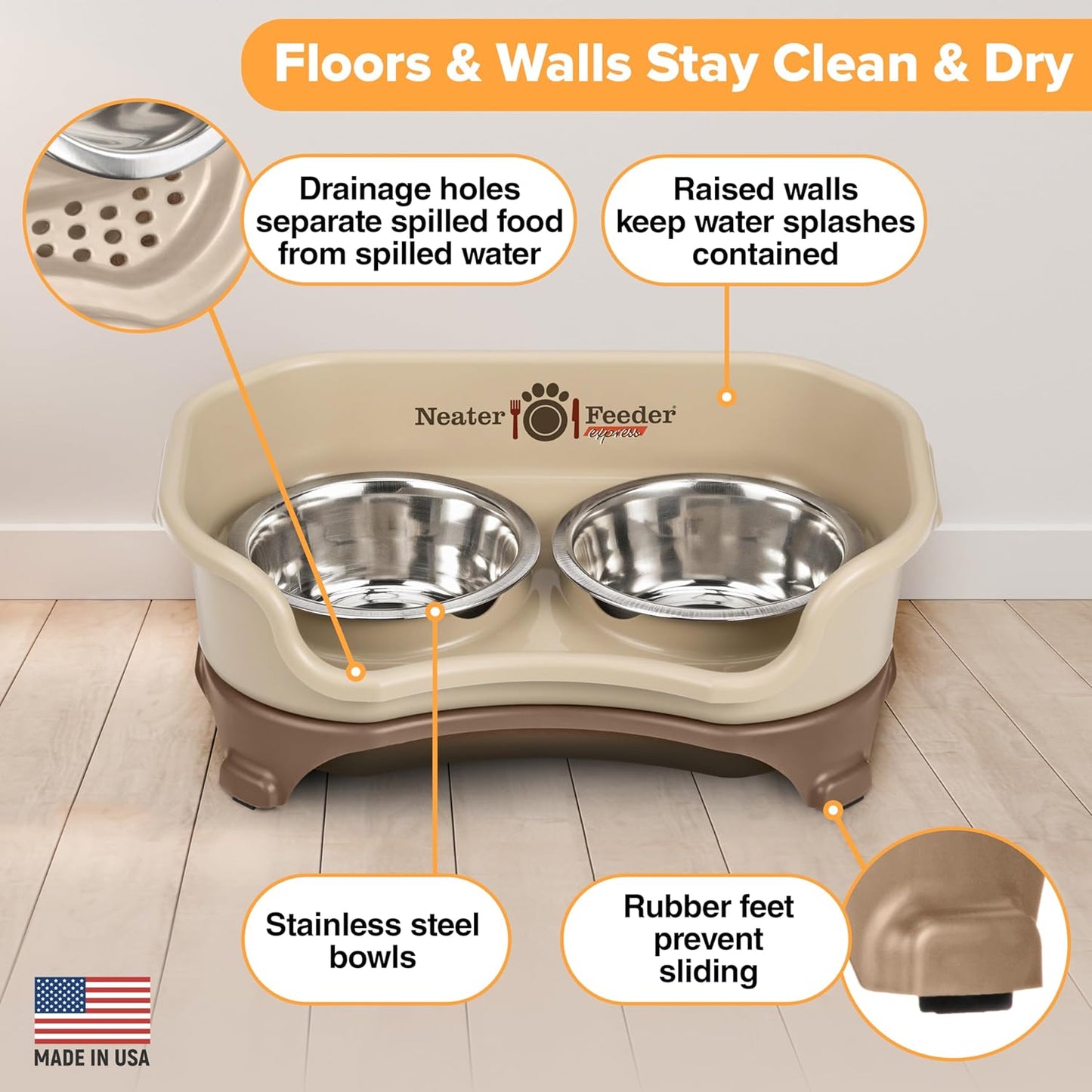 Neater Feeder Express (Perro pequeño), con Cuencos de Acero Inoxidable para Perros y comedero para Mascotas a Prueba de desorden
