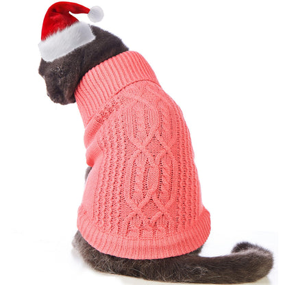 Suéter de cuello alto de punto, sin mangas, ropa de gato, ropa cálida de invierno, para gatos o perros pequeños en temporada fría (M, gris)