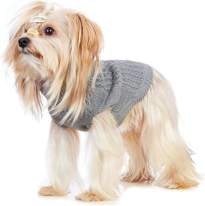 Suéter de cuello alto de punto, sin mangas, ropa de gato, ropa cálida de invierno, para gatos o perros pequeños en temporada fría (M, gris)
