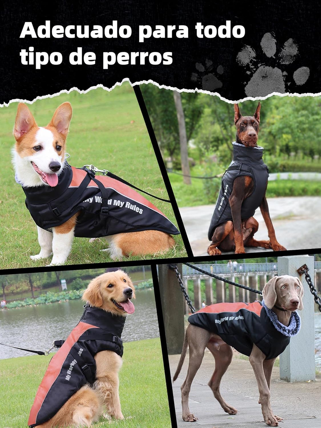 Traje de algodón para Perro, Chaquetas para Perros con Bandas Reflectantes, Abrigo de Invierno Impermeable para Mascotas Ropa，cálida a Prueba de Viento