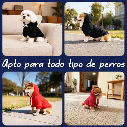 Suéter para Perro de Invierno, Sudadera con Capucha para Mascotas, Elegante Sudadera con Capucha y Lazo para la Correa, para Perros pequeños y medianos, Gatos en Clima Frío (Negro, Large)