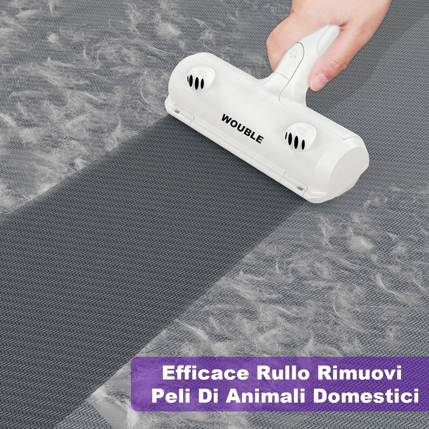 Wouble Quitapelos y Rodillos para Mascotas, Reutilizable Rodillo de Cepillo de Limpieza para Gatos y Perros, Recogedor de Pelo para Mascotas para Sofá, Ropa de Cama, Alfombras - Púrpura