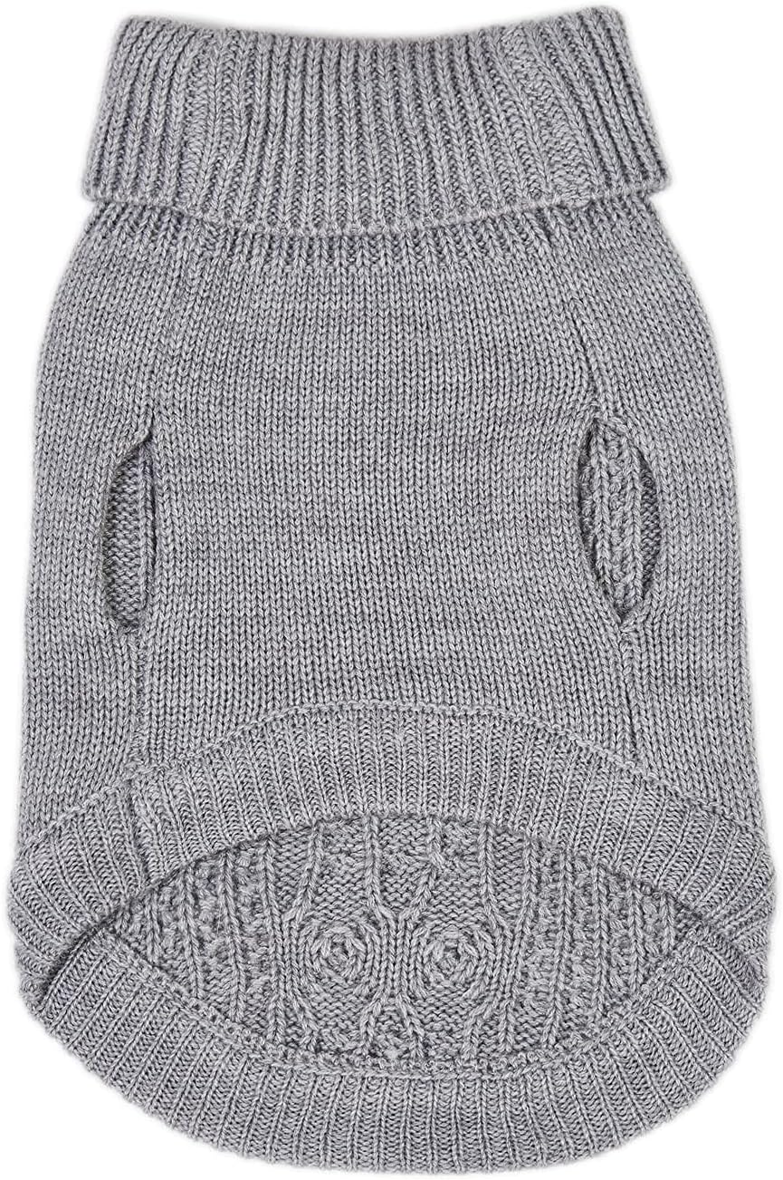 Suéter de cuello alto de punto, sin mangas, ropa de gato, ropa cálida de invierno, para gatos o perros pequeños en temporada fría (M, gris)