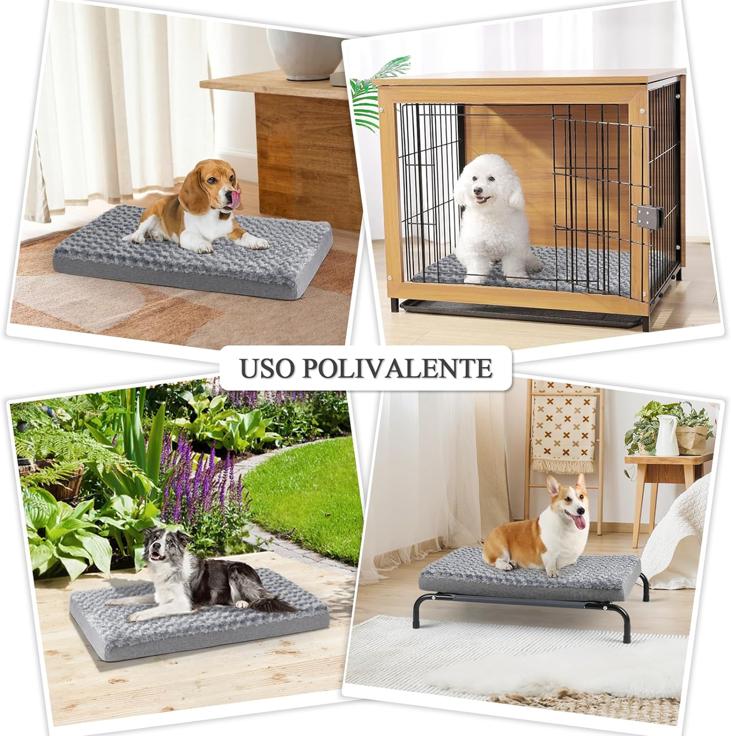 Arien Cama Ortopédica para Perros Grandes, Almohadillas para Jaulas Con Funda Extraíble y Suave Piel Sintética, Lavable Con Fondo Antideslizante