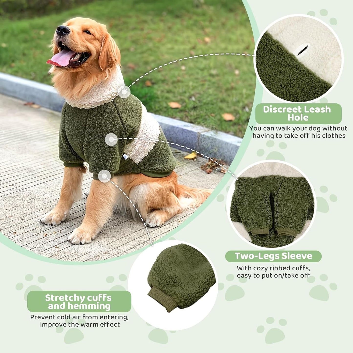 Sudadera para Perro, Sueter para Perros con Capucha, Ropa para Perro con Agujero para Correa, Sudaderas para Perros Medianos y Grandes en Clima frío