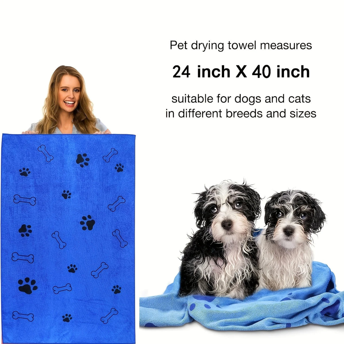 🧻 Toalla de Microfibra de Secado Rápido para Mascotas