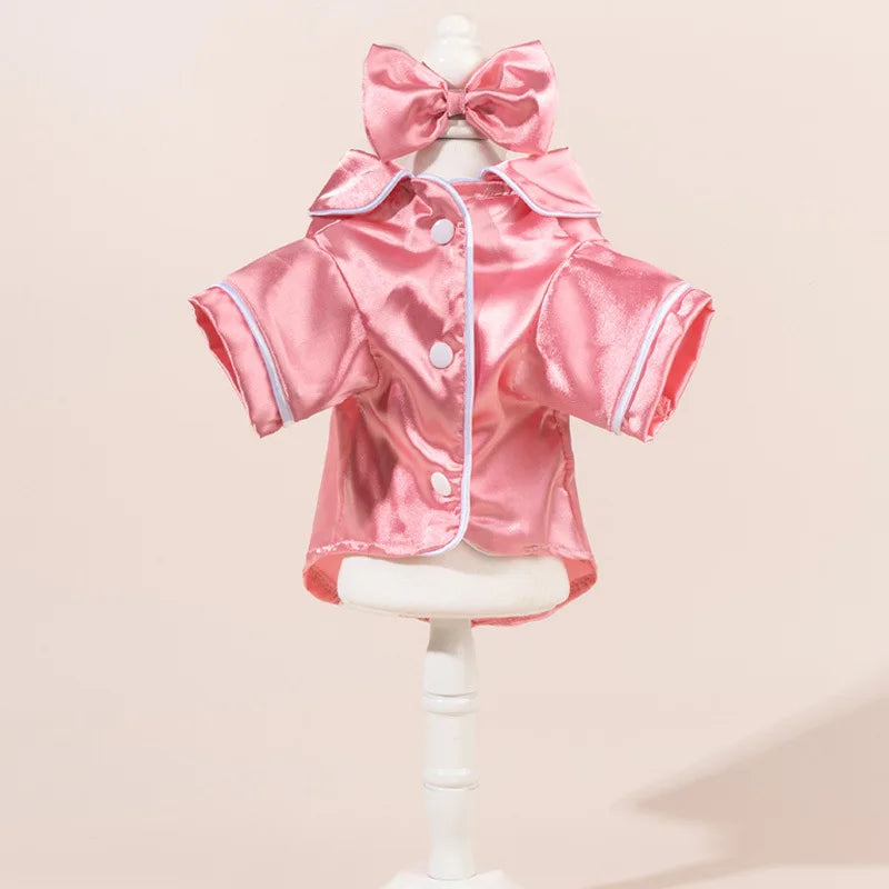 🎀 Pijama de Satín con Moño para Perros
