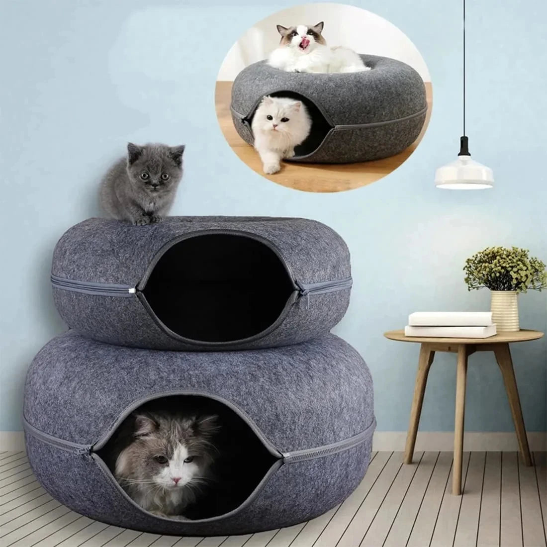 🏠 Nido Túnel de Fieltro para Gatos