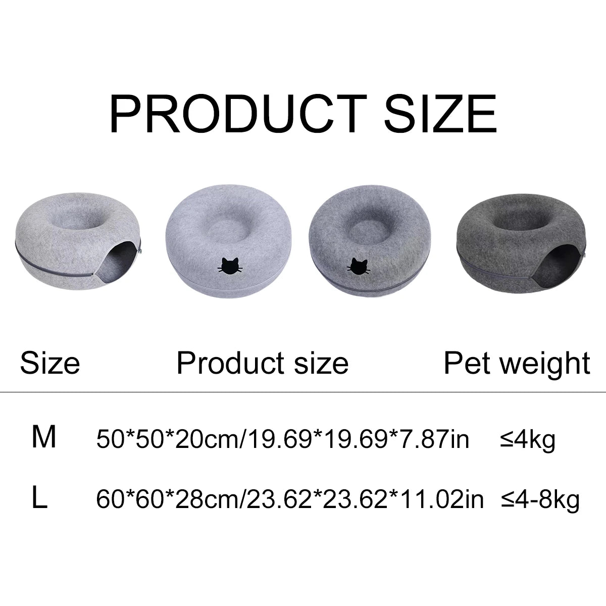 🍩 Cama Dona de Fieltro con Túnel para Gatos