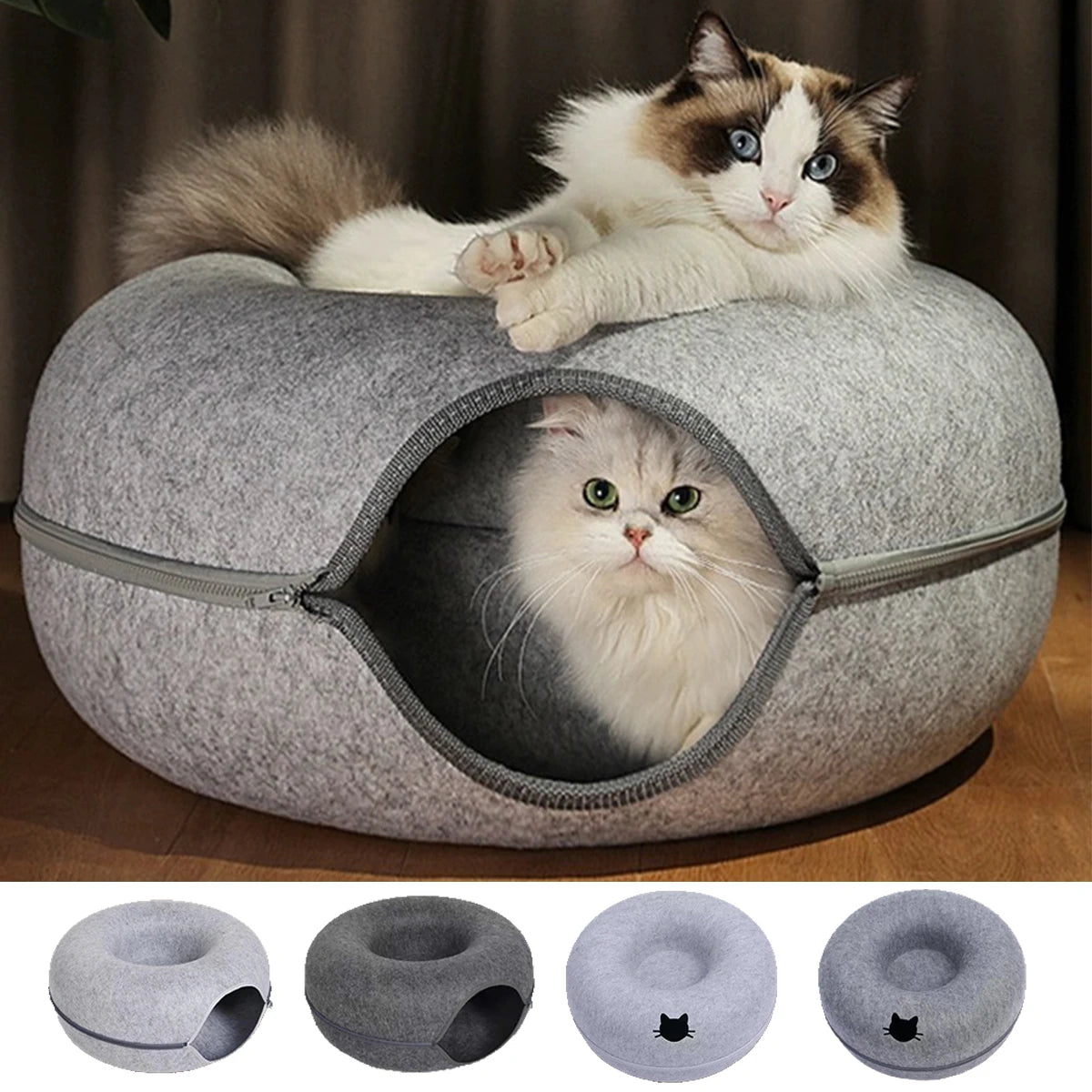 🏠 Nido Túnel de Fieltro para Gatos