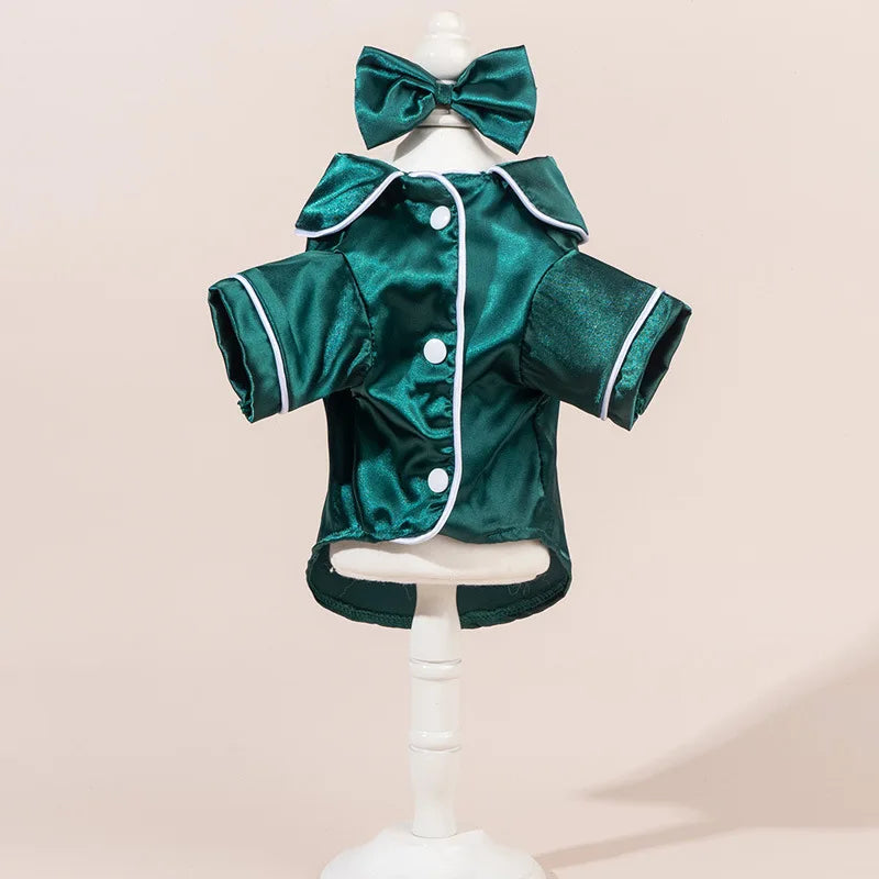 🎀 Pijama de Satín con Moño para Perros