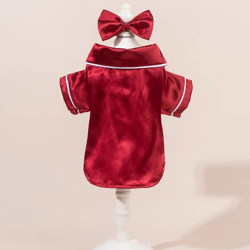 🎀 Pijama de Satín con Moño para Perros