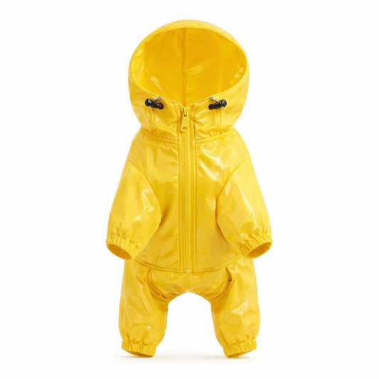 Impermeable amarillo con capucha para perro