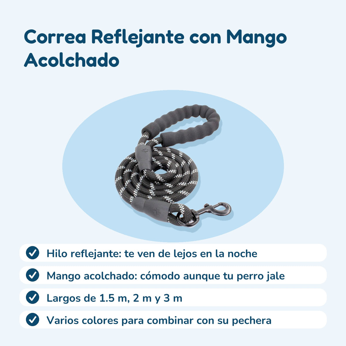 Beneficios: Correa Reflejante con Mango Acolchado