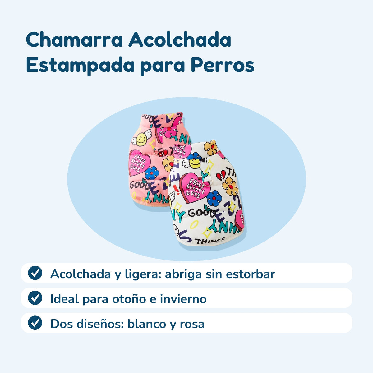 Beneficios: Chamarra Acolchada Estampada para Perros