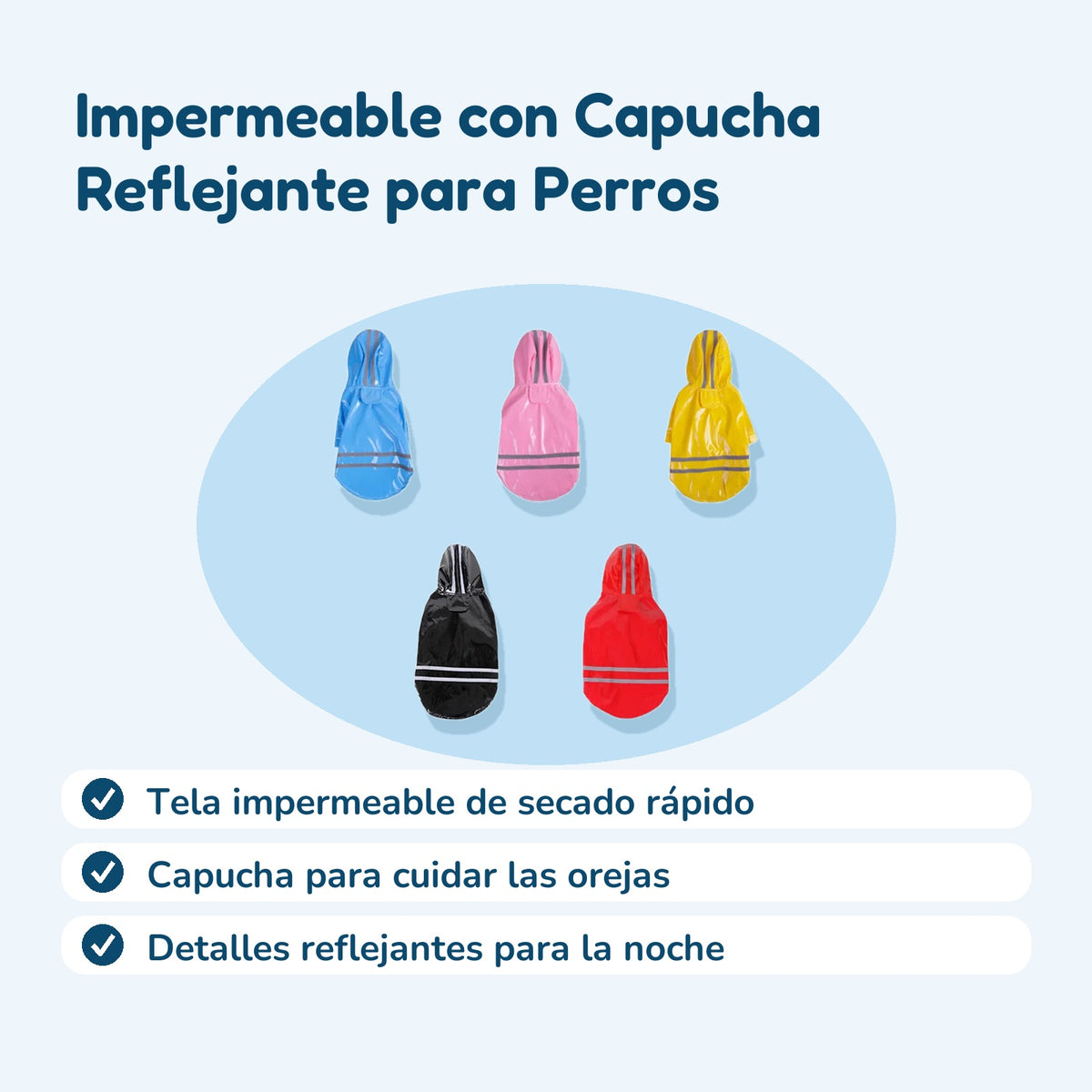 Beneficios: Impermeable con Capucha Reflejante para Perros