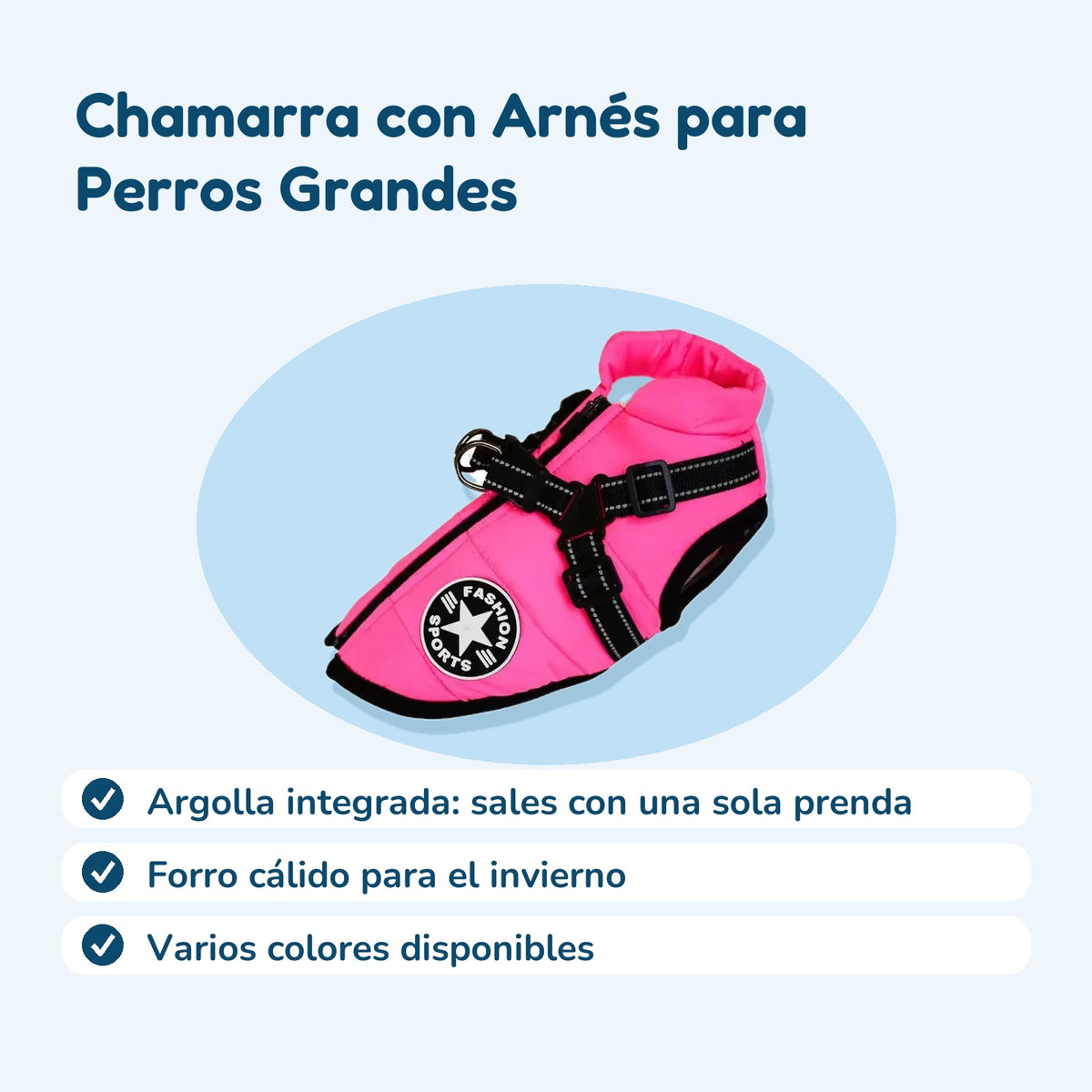 Beneficios: Chamarra con Arnés para Perros Grandes