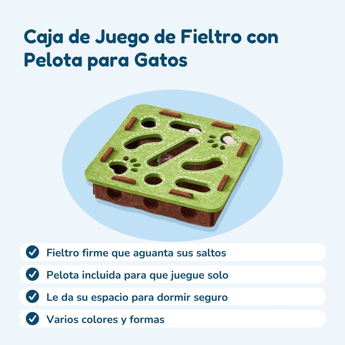 Beneficios: Caja de Juego de Fieltro con Pelota para Gatos