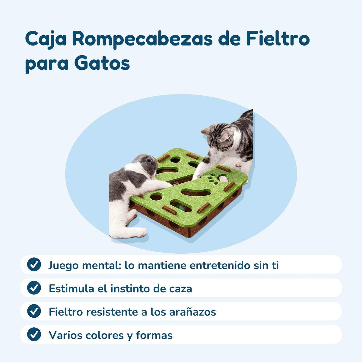 Beneficios: Caja Rompecabezas de Fieltro para Gatos