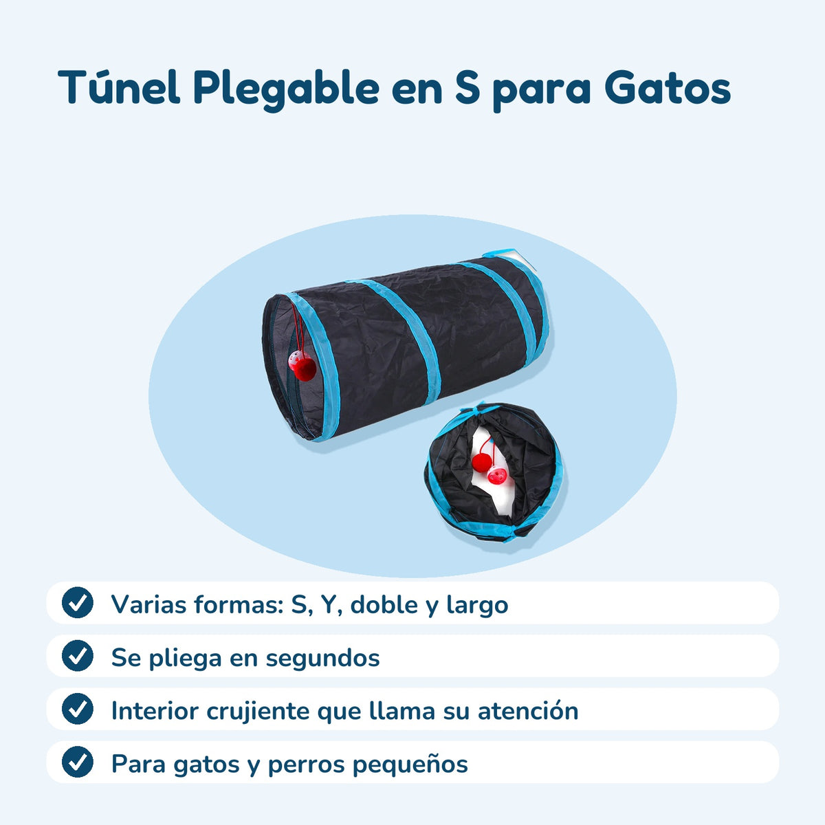 Beneficios: Túnel Plegable en S para Gatos